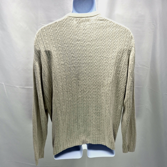 Tricots St. Raphael Men's XL Silk Cashmere Wool V-Neck Sweater Oatmeal Beige - Picture 3 of 12